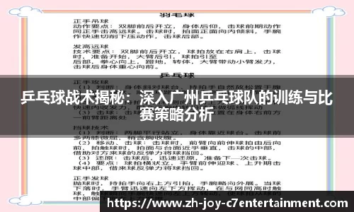 乒乓球战术揭秘：深入广州乒乓球队的训练与比赛策略分析